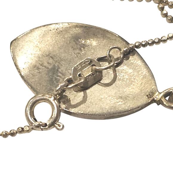 Sterling Silver Fire Opal Pendant Necklace - Marquise Cut - Picture 4 of 4